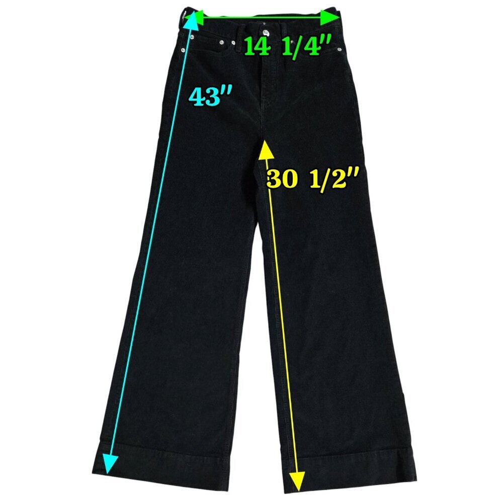 J. Crew Black Corduroy High Rise Wide Leg Pants Capsule Preppy BT922 - Picture 2 of 9